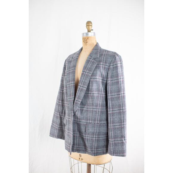 Vintage 80s Pendleton Gray Wool Plaid Blazer, Classic Academia Jacket, Retro LG - Picture 5 of 8